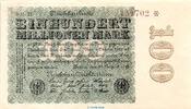 Inflation DE 100 Mio. Mk. Reichsbanknote , 100 Millionen Mark Schein in gbr. DEU-120.n, Ros.106, P.107 -