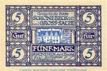 Großnotgeld 1918 5 Mk. Banknote Schönebeck + Gross Salze , 5 Mark Schein in kfr. Geiger 481.01.a , 1918 -