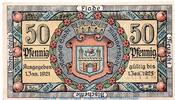 Serienscheine DE 50 Pf. Notgeld Stadt Münnerstadt 912.4.a , 50 Pfennig Schein o.Wz. in kfr. von 1921 -
