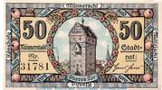 Serienscheine DE 50 Pf. Notgeld Stadt Münnerstadt 912.5.a , 50 Pfennig Schein mit Wz. in kfr. 1921 -