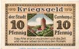 Notgeld Deutschland Notgeld Camburg 10 Pfennig Notgeld Stadt Camburg 1080.10.05 , 10 Pfennig Schein o.Wz. in kfr. von 1919 -