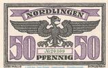 Notgeld DE 50 Pf. Nördlingen , Notgeld 50 Pfennig Schein in kfr. M/G 978.12 , Bayern von 1919 -