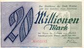 Großnotgeld Inflation Notgeld Wetzlar 20 Millionen Mark Notgeld Stadt Wetzlar , 20 Millionen Mark in kfr. Keller 5594 von 1923 , Rhl. -