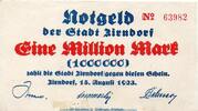 Großnotgeld Inflation Notgeld Zirndorf 1 Million Mark Notgeld Stadt Zirndorf , 1 Million Mark in kfr. Keller 5798.d von 1923 , Bayern -