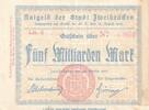 Großnotgeld Inflation Notgeld Zweibrücken 5 Milliarden Mark Notgeld Stadt Zweibrücken , 5 Milliarden Mark Schein in gbr. Keller 5829.c -