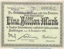 Großnotgeld Inflation Notgeld Riedlingen 1 Billion Mark Notgeld Gewerbebank Riedlingen , 1 Billion Mark Schein in kfr. Keller 4573.f -