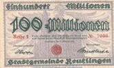 Großnotgeld Inflation Notgeld Reutlingen 100 Mio Mark Notgeld Stadt Reutlingen , 100 Millionen Mark Schein in gbr. Keller 4545.c -