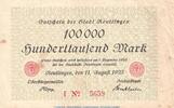 Großnotgeld Inflation Notgeld Reutlingen 100.000 Mark Notgeld Stadt Reutlingen , 100.000 Mark Schein in gbr. Keller 4545.a von 1923 -