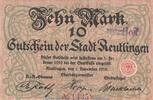 Großnotgeld Inflation Notgeld Reutlingen 10 Mark Schein Notgeld Stadt Reutlingen , 10 Mark Schein in gbr. Geiger 448.01 von 1918 , Wür. -