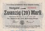 Großnotgeld Deutschland 20 Mark Schein Banknote Marienburg , 20 Mark Schein in gbr.E , Geiger 347.03.c , 13.11.1918 -