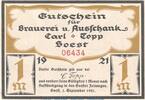 Serienscheine DE 1 Mk. Notgeld Brauerei Carl Topp 820.1.d , 1 Mark Schein in kfr. von 1920 , Westfalen -