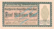 Inflation DE 5 Mio. Mk. München , Notgeld 5 Millionen Mark Schein in kfr. Keller 3657.d , Bayern 1923 -