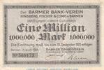 Großnotgeld Inflation Notgeld Barmen 1 Million Mark Notgeld Hinsberg, Fischer Barmen , 1 Million Mark Schein in kfr. Keller 237.c-d -