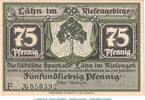 Serienscheine DE 75 Pf --mit US-- Notgeld Sparkasse Lähn 756.1.a , 75 Pfennig --mit US-- in kfr. o.D. Schlesien -