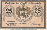 Seriennotgeld 25 Pf. Nr.1 Notgeld Stadt Ueckermünde 1350.1 , 25 Pfennig Schein Nr.2 in kfr. von 1921 , MV -
