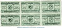 USA 6-er Block , 6 x 3 Cent Briefmarken USA 6er Block 6 x 3 Cent 1955 - Land-Grant Collegs - Scott 1065 -