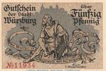 Kleingeld 1914-1922 DE 50 Pf. Notgeld Stadt Würzburg , 50 Pfennig Schein KN-5 in kfr. Tieste 8130.05.35 o.D. -