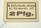 Notgeld Deutschland 2 Pfennig Schein Notgeld Altona , M. Kölln , 2 Pfennig Schein , Tieste 0080.25.02 , Schleswig Holstein Verkehrsausgabe -