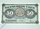 Kleingeld 1914-1922 DE 50 Pf. Notgeld Aschersleben , 50 Pfennig Schein mit A , Tieste 0225.10.21 , von 1917 , Sachsen Verkehrsausgabe -