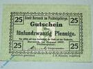 Kleingeld 1914-1922 25 Pf. Notgeld Berneck , 25 Pfennig Schein , Tieste 0540.05.31 , von 1917 , Bayern Verkehrsausgabe -