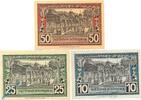 Kleingeld 1914-1922 3 Scheine kpl. Notgeld Berneck , Set mit 3 Scheinen , nur Großbuchst. Tieste 0540.05.50 bis 52 , von 1921 , Bayern Verkehrsausgabe -