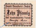 Kleingeld 1914-1922 DE 10 Pf. Notgeld Bernstadt , Kfm. Verein , 10 Pfennig Schein in kfr. ZickZackLinien , Tieste 0550.05.40 , Schlesien Verkehrsausgabe -