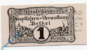 Kleingeld 1914-1922 1 Pf. Notgeld Bethel , 1 Pfennig Schein , Kn rechts , Tieste 0565.05.01 , Westfalen Verkehrsausgabe -