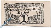 Kleingeld 1914-1922 1 Pf. Notgeld Bethel , 1 Pfennig Schein , ohne Kn , Tieste 0565.05.01 , Westfalen Verkehrsausgabe -