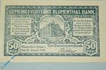 Kleingeld 1914-1922 DE 50 Pf. -FEHLDRUCK- Notgeld Blumenthal , 50 Pfennig Schein Fehldruck , Tieste 0760.10.06 F , von 1920 , Niedersachsen Verkehrsausgabe -