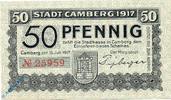 Notgeld Deutschland 50 Pfennig Schein Notgeld Camberg , 50 Pfennig Schein - Aufruf , Tieste 1075.05.10 , von 1917 , Hessen Verkehrsausgabe -