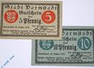 Notgeld De 2 Scheine kpl. Notgeld Darmstadt , Set mit 2 Scheinen , Tieste 1300.15.40 und 41 , von 1920 , Hessen Verkehrsausgabe -