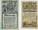 Notgeld Deutschland 2 Scheine kompl. Notgeld Kreis Daun 1310.05.01-02 , Set mit 2 Scheinen -Hüter- in kfr. 1920 -
