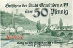 Kleingeld 1914-1922 50 Pf. Notgeld Gemünden , 50 Pfennig Schein grün in kfr. Kn bis 16.000 , Tieste 2170.05.01 , Bayern Verkehrsausgabe -