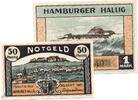 Notgeld DE 2 Scheine kpl. Notgeld Hamburger , Hallig Volquardsen , Set mit 2 Scheinen orange , Mehl Grabowski 564.2 , von 1921 , Schleswig Holstein Serien -