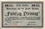 Notgeld De 50 Pf. Notgeld Itzehoe , 50 Pfennig Schein , Tieste 3225.05.20 , von 1918 , Schleswig Holstein Verkehrsausgabe -