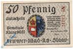 Serienscheine DE 50 Pf. Notgeld Klanxbüll , 50 Pfennig Schein , Wasserzeichen , Mehl Grabowski 704.2 , von 1920 , Schleswig Holstein Seriennotgeld -