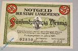 Notgeld 25 Pf. Langewiesen , Notgeld 25 Pfennig Schein in kfr. M/G 772.1.a , Thüringen 1921 -
