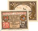Kleingeld 1914-1922 2 Scheine kpl. Notgeld Laufen , Set mit 2 Scheinen , Tieste 3920.01 und 02 , von 1920 , Bayern Verkehrsausgabe -