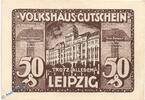 Serienscheine DE 50 Pf. Nr.1 Notgeld Leipzig , Volkshaus , 50 Pfennig Schein Nr 1 in kfr. braun blau , Mehl Grabowski 786.2 , Sachsen Seriennotgeld -