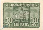 Serienscheine DE 50 Pf. Nr.2 Notgeld Leipzig , Volkshaus , 50 Pfennig Schein Nr 2 , grün braun , Mehl Grabowski 786.4 , Sachsen Seriennotgeld -