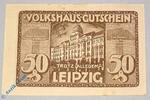 Serienscheine DE 50 Pf. Nr.2 Notgeld Leipzig , Volkshaus , 50 Pfennig Schein Nr 2 , braun grau , Mehl Grabowski 786.2 , Sachsen Seriennotgeld -