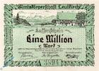 Großnotgeld Inflation 1 Mio. Mk. Notgeld Leutkirch , Amtskörperschaft , 1 Millionen Mark Schein kfr , Keller 3241.a , 20.08.1923 , Württemberg Großnotgeld -