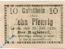 Kleingeld 1914-1922 10 Pf. Notgeld Lewin , 10 Pfennig Schein , Tieste 4030.10.10 - 25 , von 1920 , Schlesien Verkehrsausgabe -