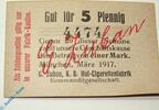 Kleingeld 1914-1922 DE 5 Pf. Notgeld München , Zuban Cigarettenfabrik , 5 Pfennig Schein , Tieste 4680.2065.05 , Bayern Verkehrsausgabe -