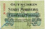Notgeld DE 50 Pf. Notgeld Marburg , 50 Pfennig Schein , Tieste 4365.05.01 , von 1917 , Hessen Verkehrsausgabe -