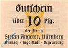 Notgeld DE 10 Pf. Notgeld Nürnberg , S. Angerer , 10 Pfennig Schein , Tieste 5190.005.01 , Bayern Verkehrsausgabe -