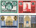Notgeld DE 4 Scheine kpl. Notgeld Paderborn , Set mit 4 Scheinen in kfr. Bischöfe und Bauten , Mehl Grabowski 1043.1 , von 1921 , Westfalen Seriennotgeld -