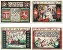 Serienscheine DE 4 Scheine kpl. Notgeld Paderborn , Set mit 4 Scheinen in kfr. Historische Begebenheiten , Mehl Grabowski 1043.2 , von 1921 , Westfalen Serienno -