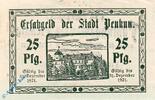 Seriennotgeld 25 Pf. Penkun Notgeld , Tieste 5555.05.05 25 Pfennig Schein -kl. WZ- in kfr. von 1920 -