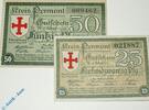 Notgeld De 2 Scheine Notgeld Pyrmont , Set mit 2 Scheinen , Tieste 5825.05.01 und 02 , von 1919 , Niedersachsen Verkehrsausgabe -